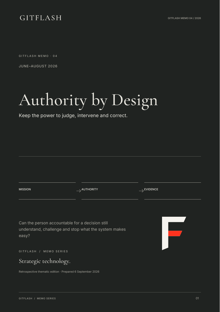 GitFlash memo cover: Authority by Design.